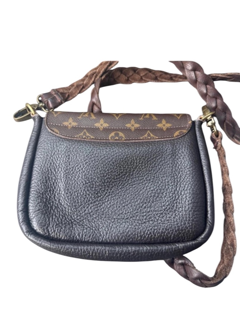 Vintage Boho Upcycled Louis Vuitton Brown Monogram Crossbody Bag - Picture 2 of 6